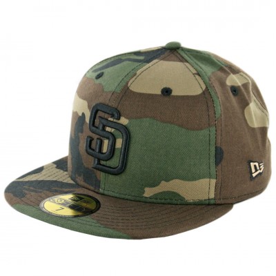 New Era 59Fifty San Diego Padres Fitted Hat (Woodland Camouflage/Black) MLB Cap  eb-52164961